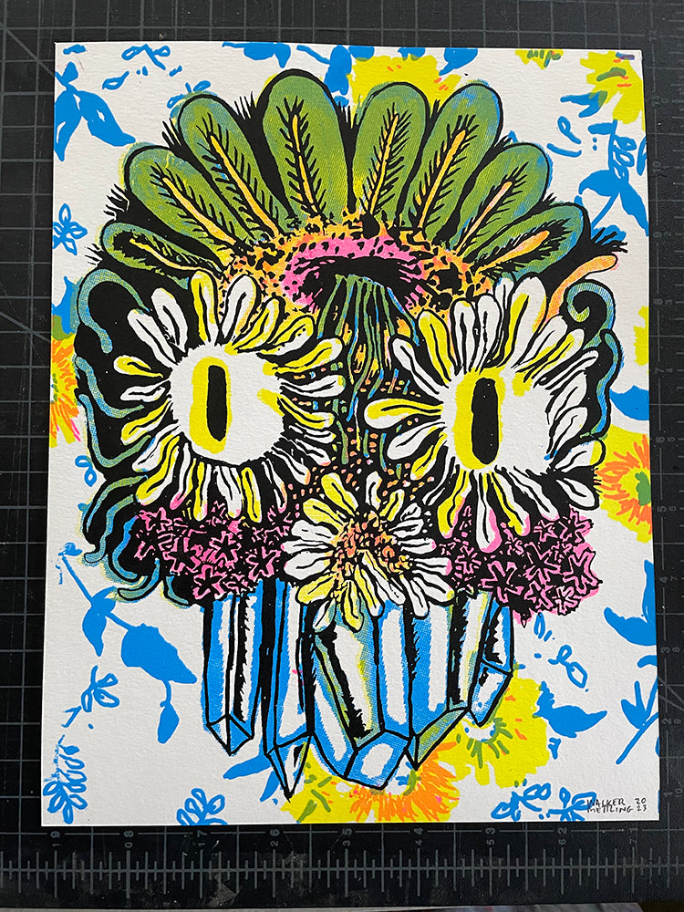 Flower Crystal Skull Screenprint