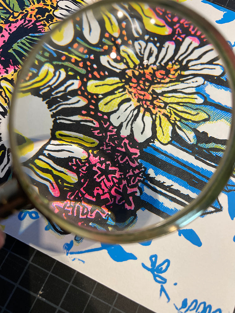 Flower Crystal Skull Screenprint